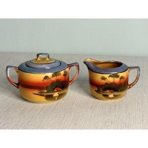 Vintage Hand Painted Sugar & Creamer Set Made In Japan